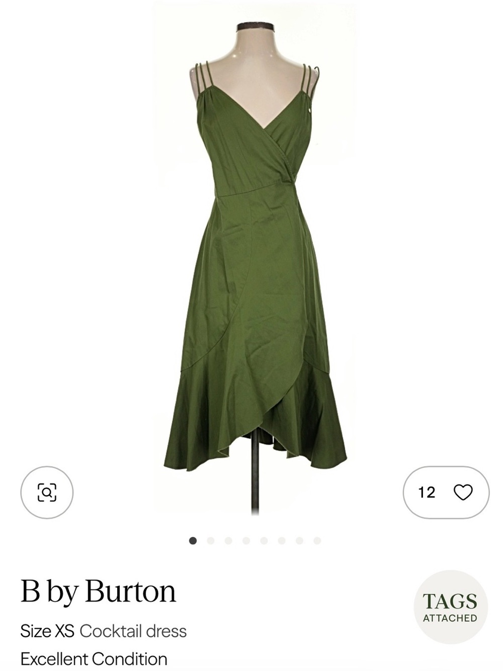 Burton Olive Green High-Low Wrap Dress